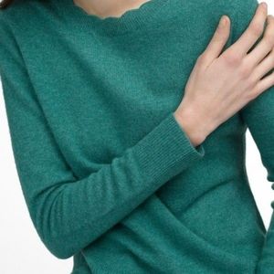 White and Warren Scallop Edge Crewneck